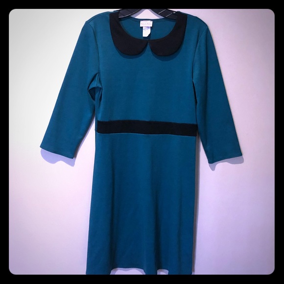Retro Teal Dress with Peter Pan Collar - Picture 1 of 5